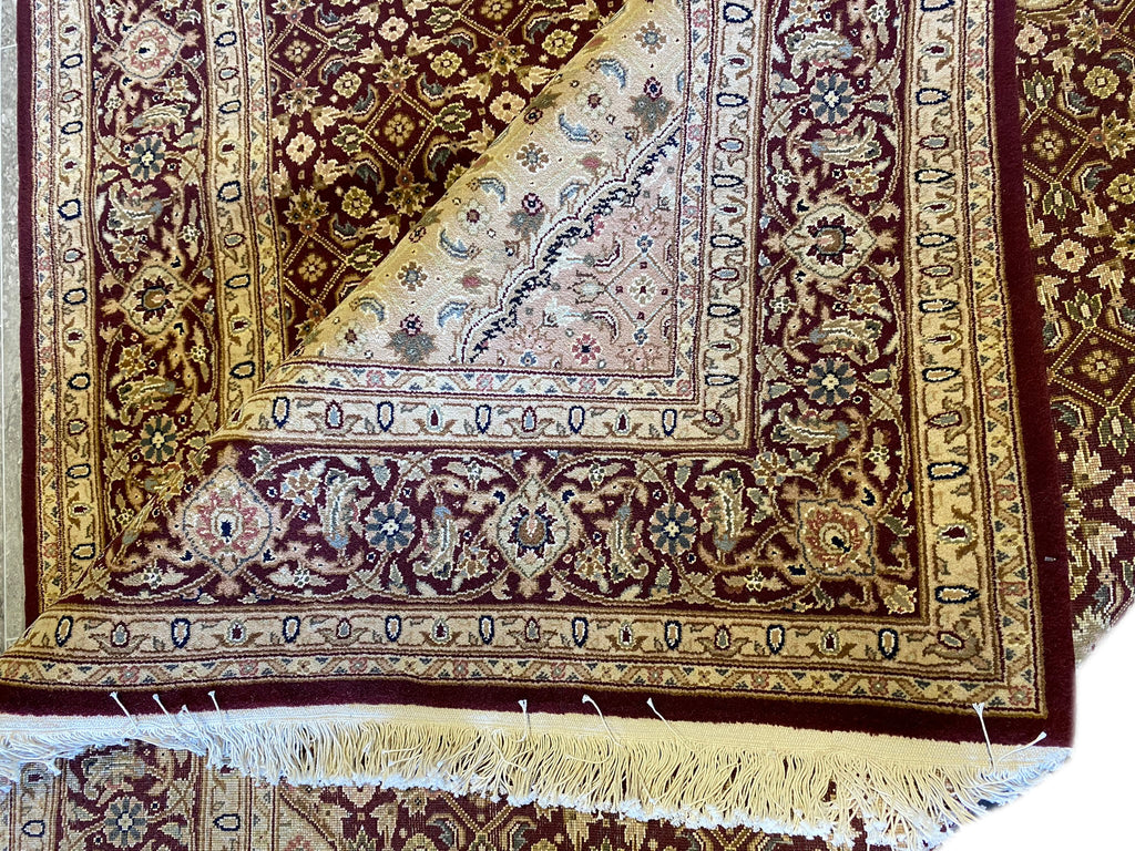 5.9 x 8.9 Fine Wool and Silk Tabriz Mahi Rug Handmade #F-6626