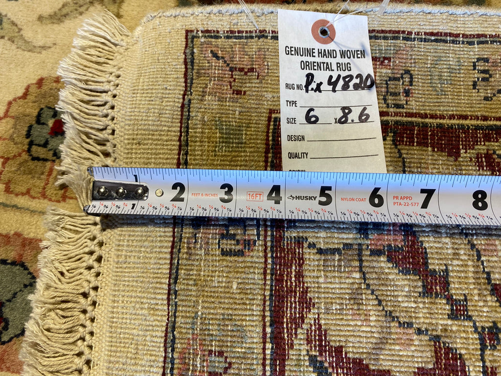 6.0 x 8.6 Fine Handmade Jaipur Rug Dense and Lustrous Wool #PIX-4820