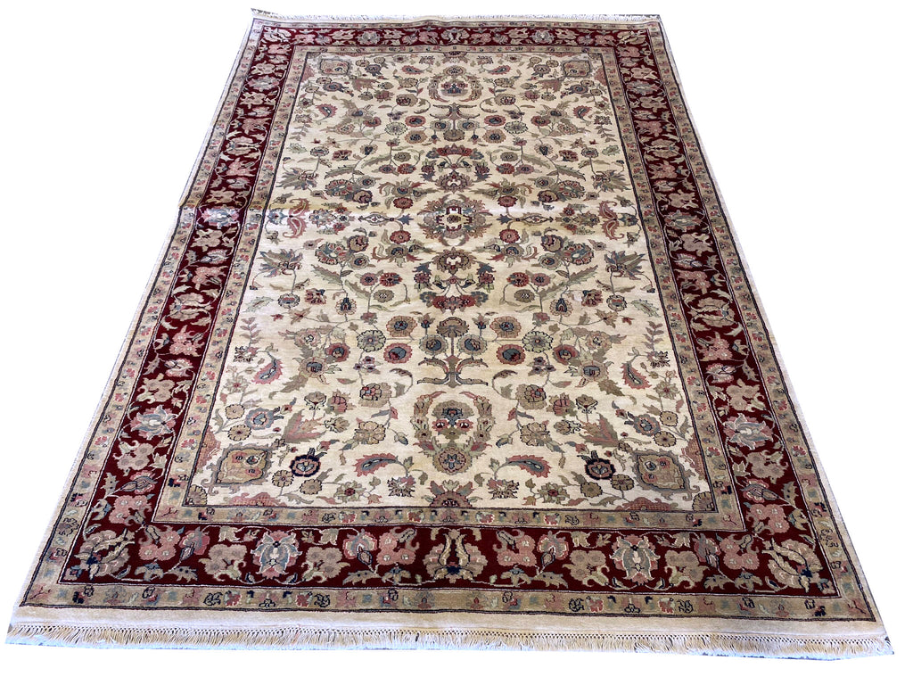 6.0 x 8.6 Fine Handmade Jaipur Rug Dense and Lustrous Wool #PIX-4820