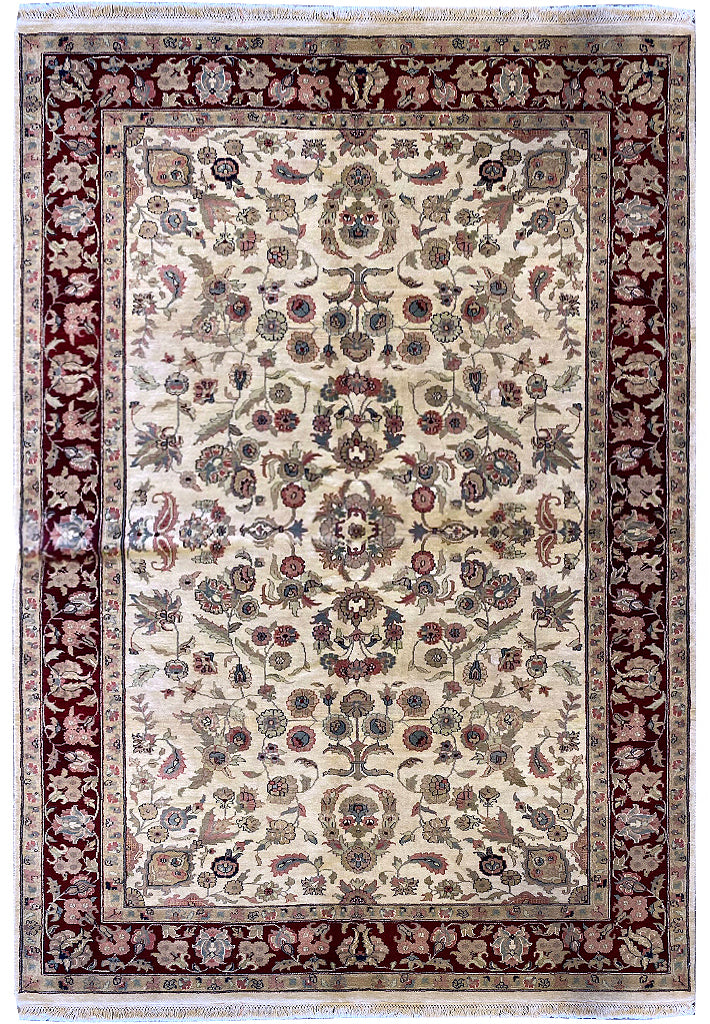 6.0 x 8.6 Fine Handmade Jaipur Rug Dense and Lustrous Wool #PIX-4820