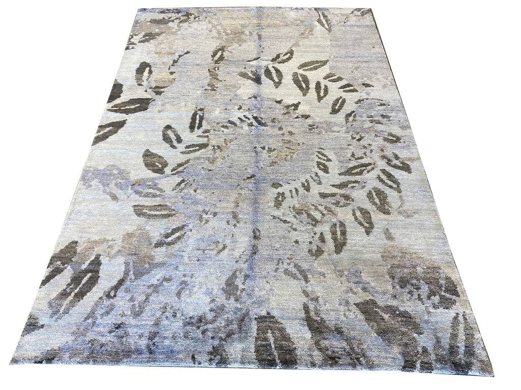 6.0 x 8.9 Contemporary Handmade Tibbet Rug Wool and Silk blend #F-6628