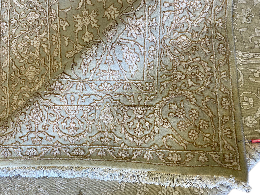 5.7 x 7.6 Fine Wool and Silk Transitional HNandmade Rug Contemporary #F-6630