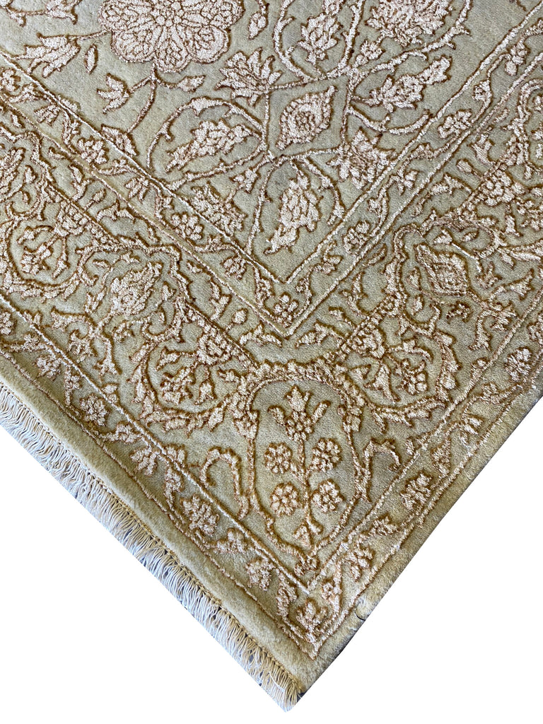 5.7 x 7.6 Fine Wool and Silk Transitional HNandmade Rug Contemporary #F-6630