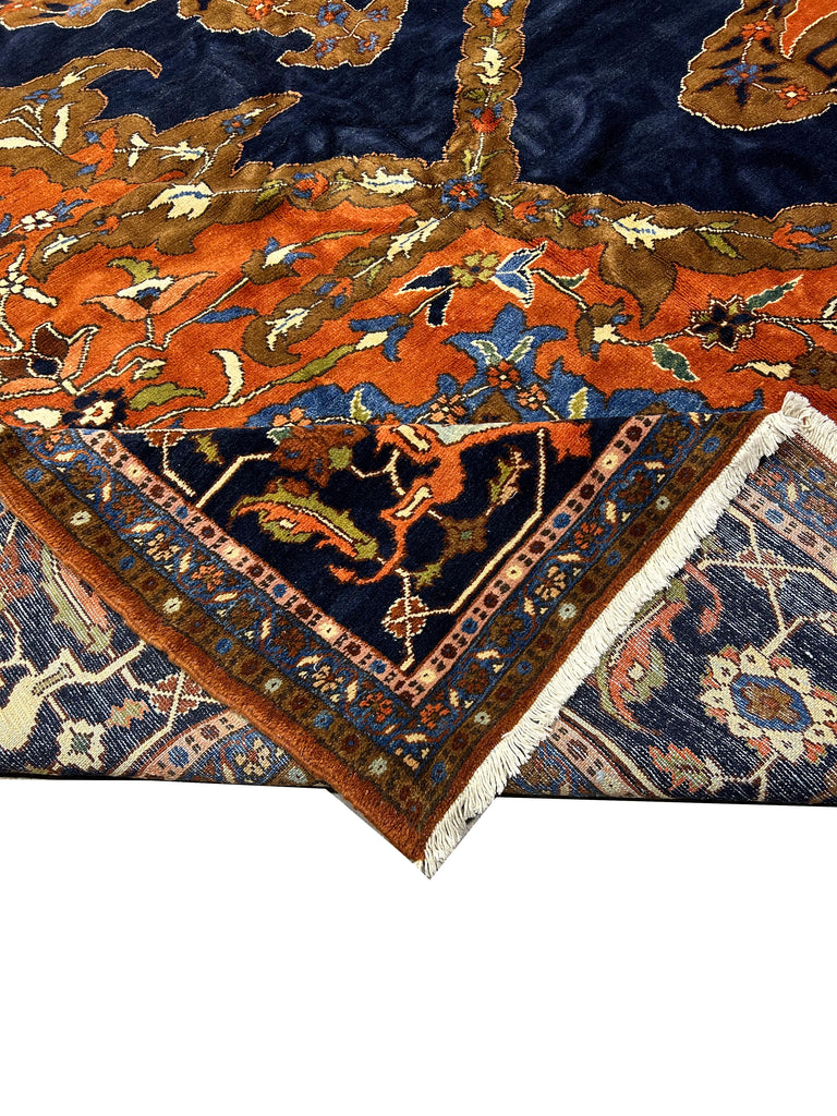 14.2 x 19.2 Large Persian Heriz Unusual Sized Rug DARK BLUE 14389