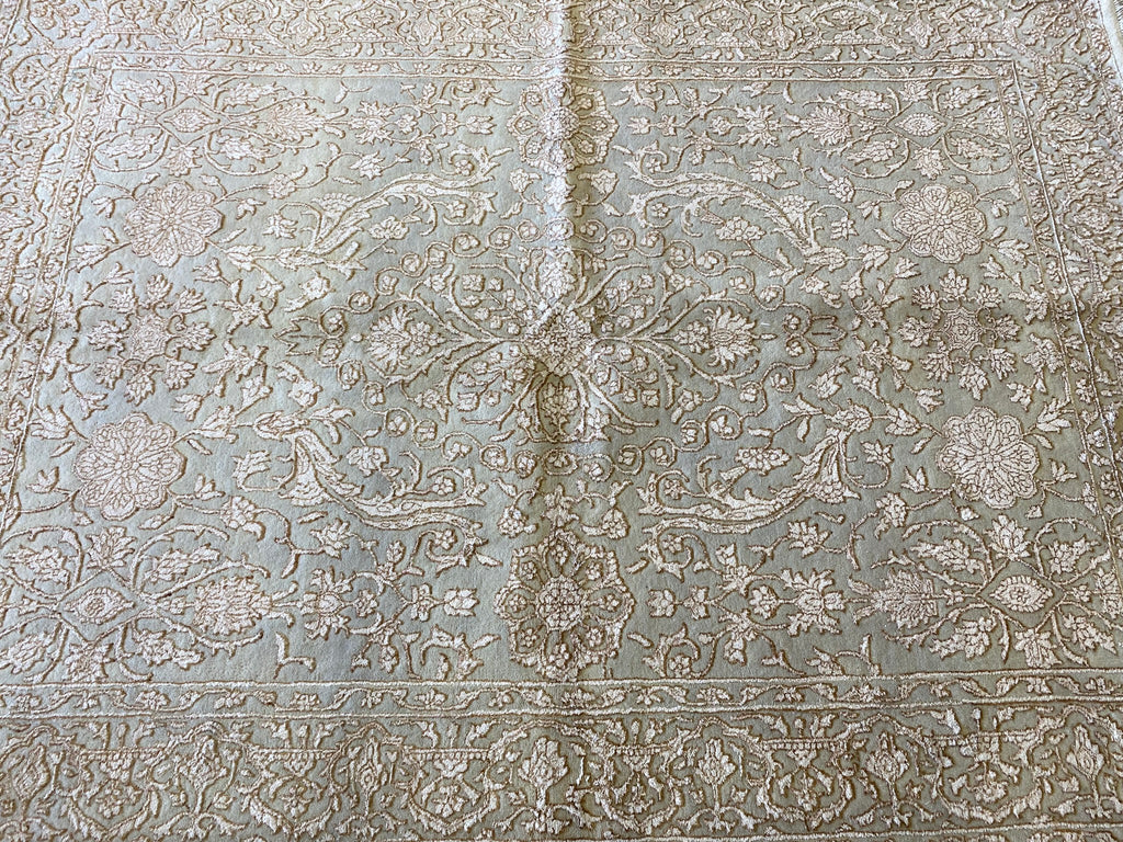 5.7 x 7.6 Fine Wool and Silk Transitional HNandmade Rug Contemporary #F-6630