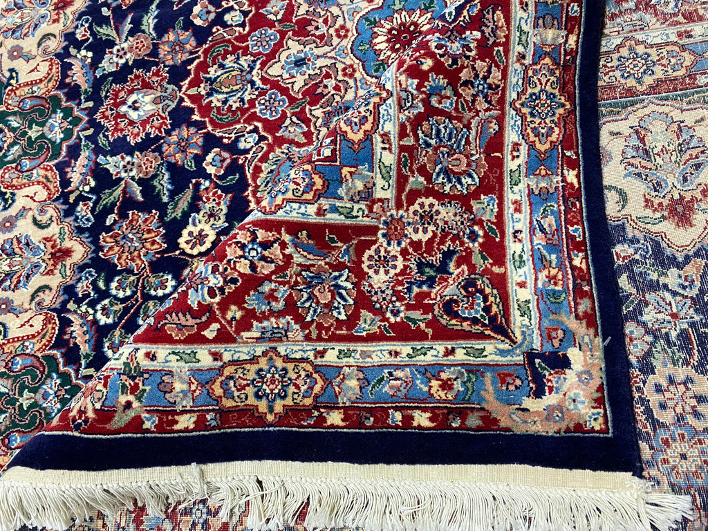 6 x 9 Fine Wool and Silk Sino Tabriz Rug Dark Blue 240 KPSI #F-6631