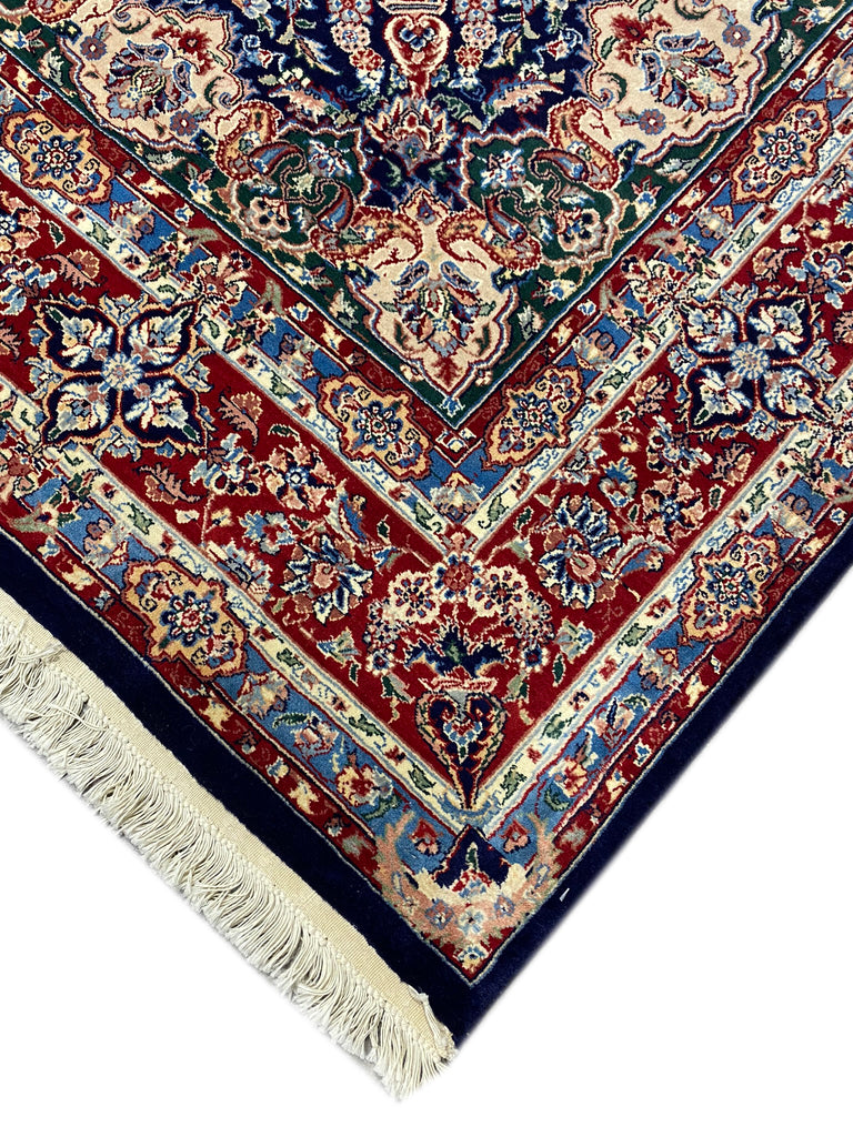 6 x 9 Fine Wool and Silk Sino Tabriz Rug Dark Blue 240 KPSI #F-6631