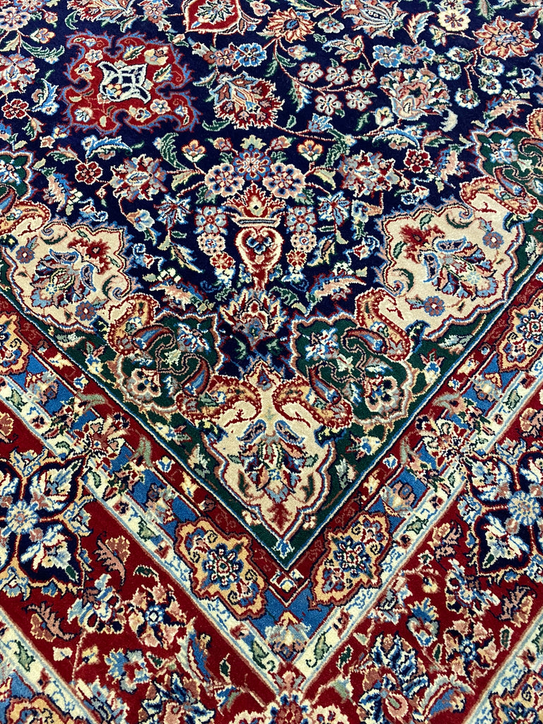 6 x 9 Fine Wool and Silk Sino Tabriz Rug Dark Blue 240 KPSI #F-6631