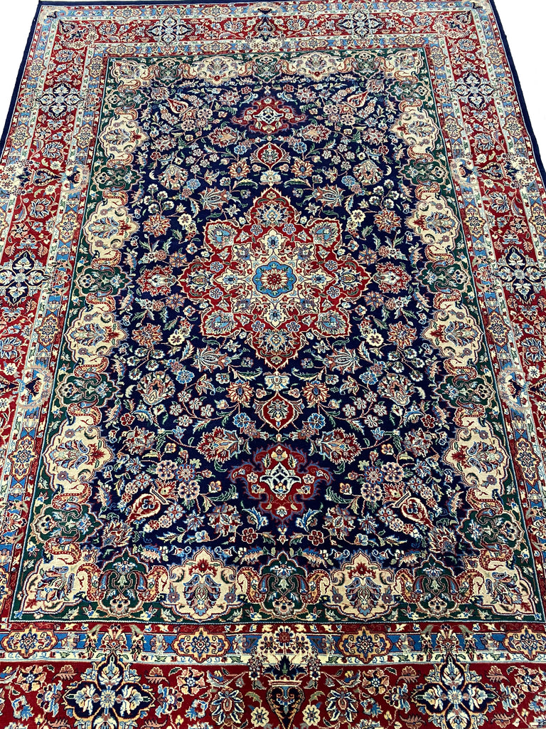 6 x 9 Fine Wool and Silk Sino Tabriz Rug Dark Blue 240 KPSI #F-6631