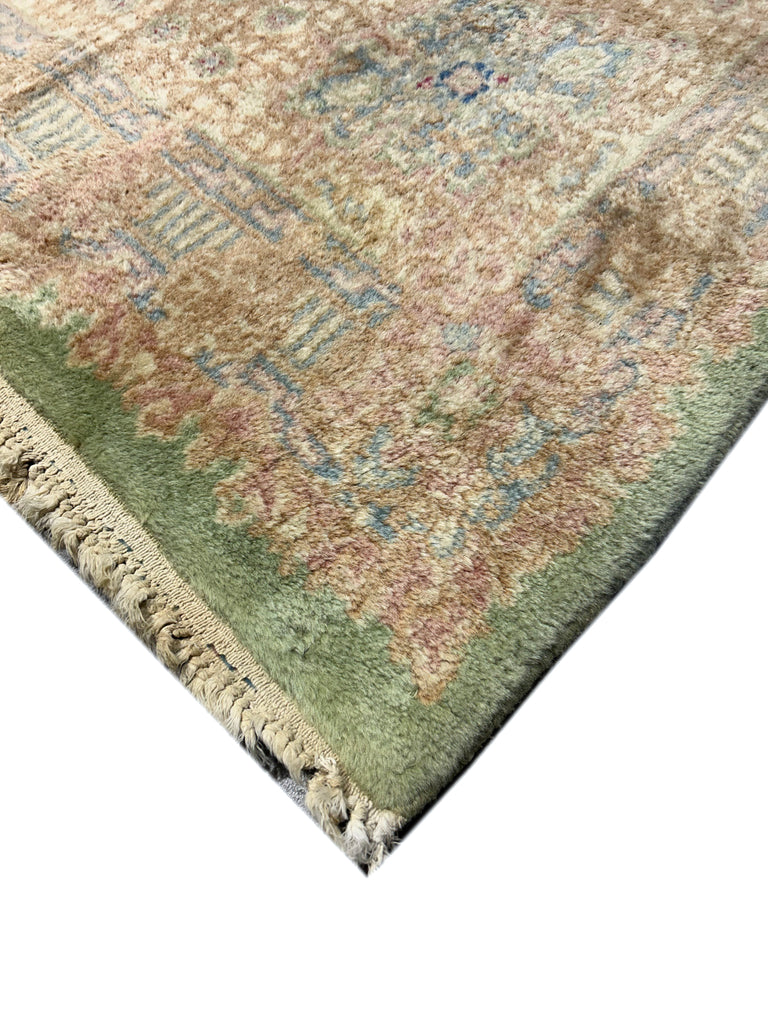 9.8 x 17.3 Sage Green Signed Persian Kerman Rug 22042