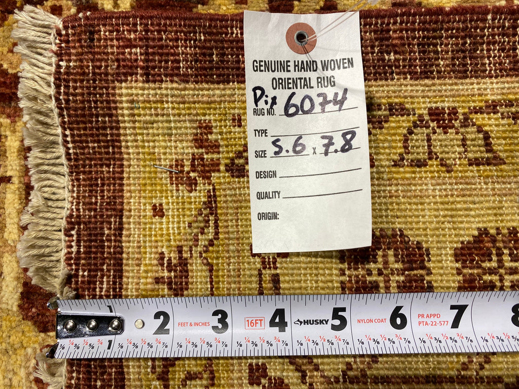 5.6 x 7.8 Quality Handmade Agra Rug BURGUNDY #PIX-6074