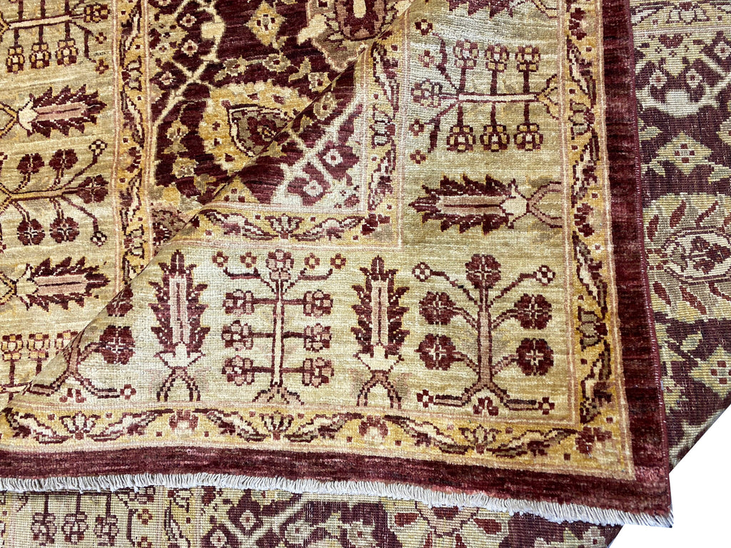 5.6 x 7.8 Quality Handmade Agra Rug BURGUNDY #PIX-6074