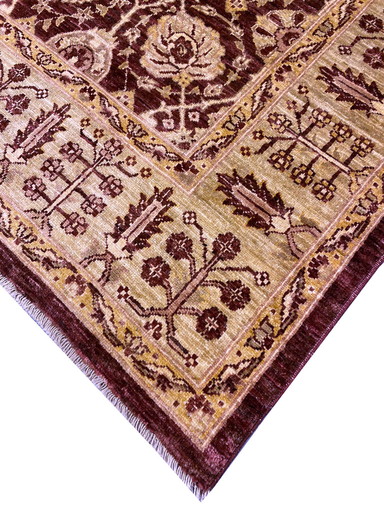 5.6 x 7.8 Quality Handmade Agra Rug BURGUNDY #PIX-6074