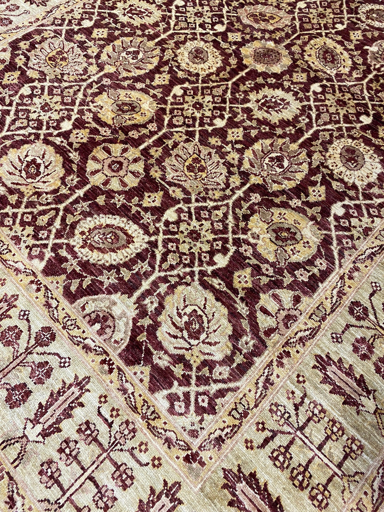 5.6 x 7.8 Quality Handmade Agra Rug BURGUNDY #PIX-6074