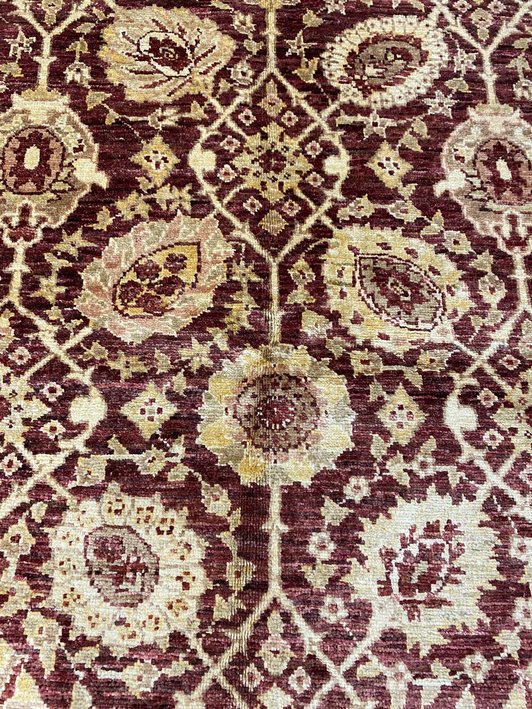 5.6 x 7.8 Quality Handmade Agra Rug BURGUNDY #PIX-6074