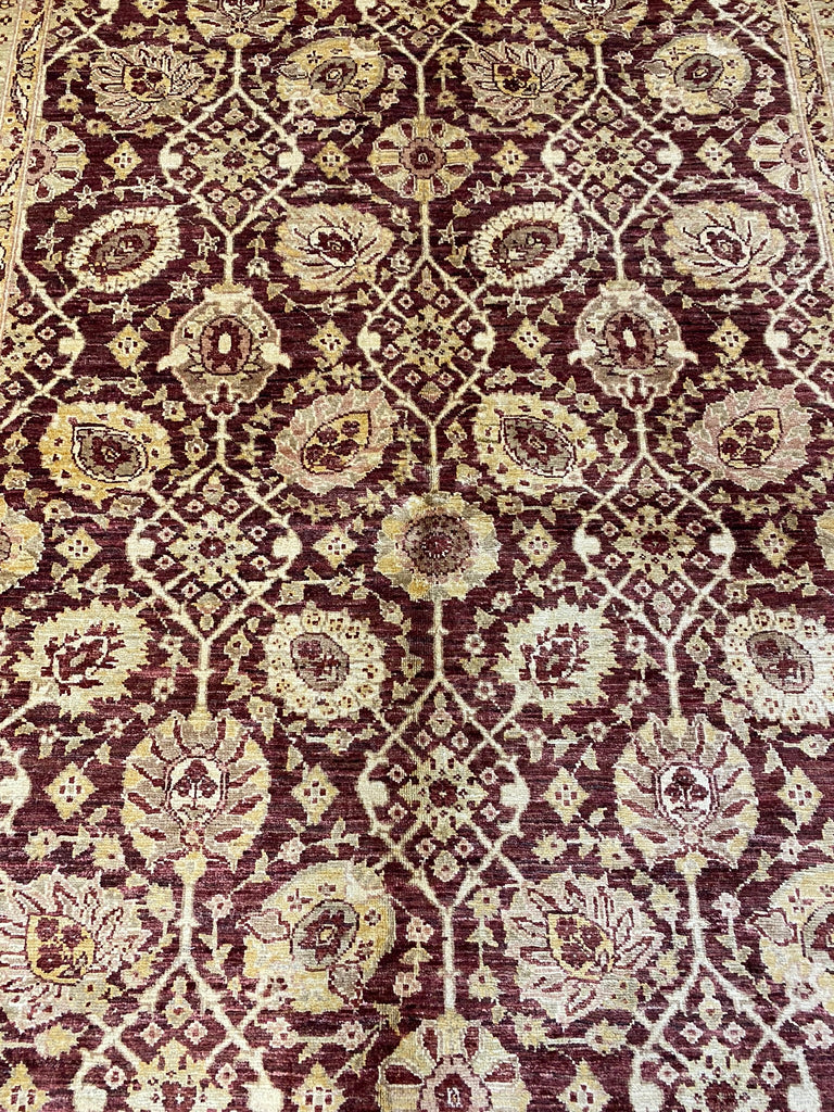 5.6 x 7.8 Quality Handmade Agra Rug BURGUNDY #PIX-6074