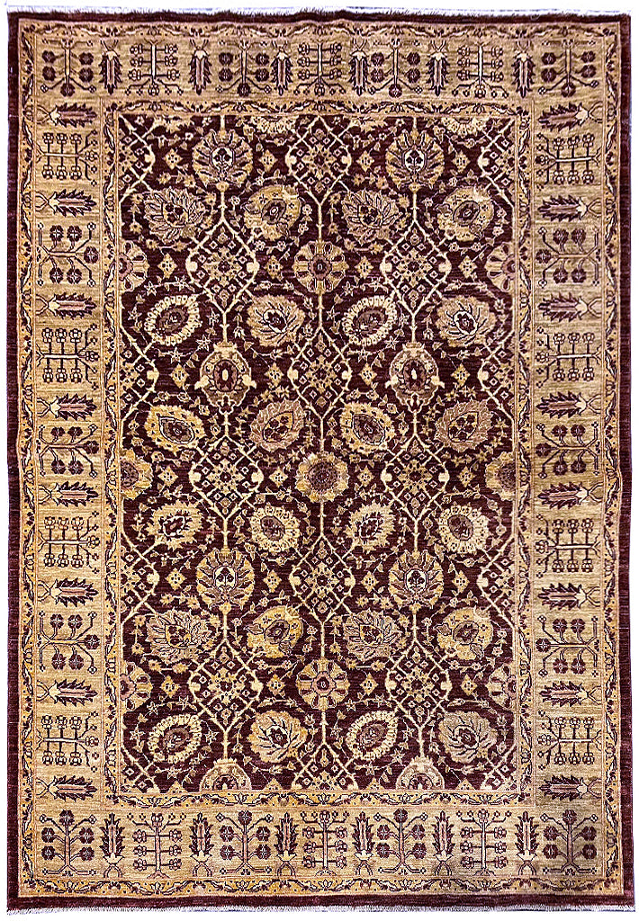 5.6 x 7.8 Quality Handmade Agra Rug BURGUNDY #PIX-6074