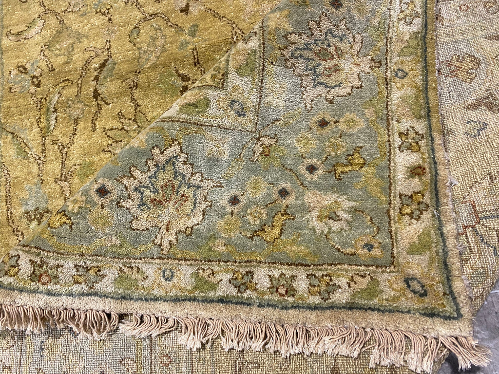 5.4 x 8.3 Quality Handmade Agra rug GREEN #PIX-17991