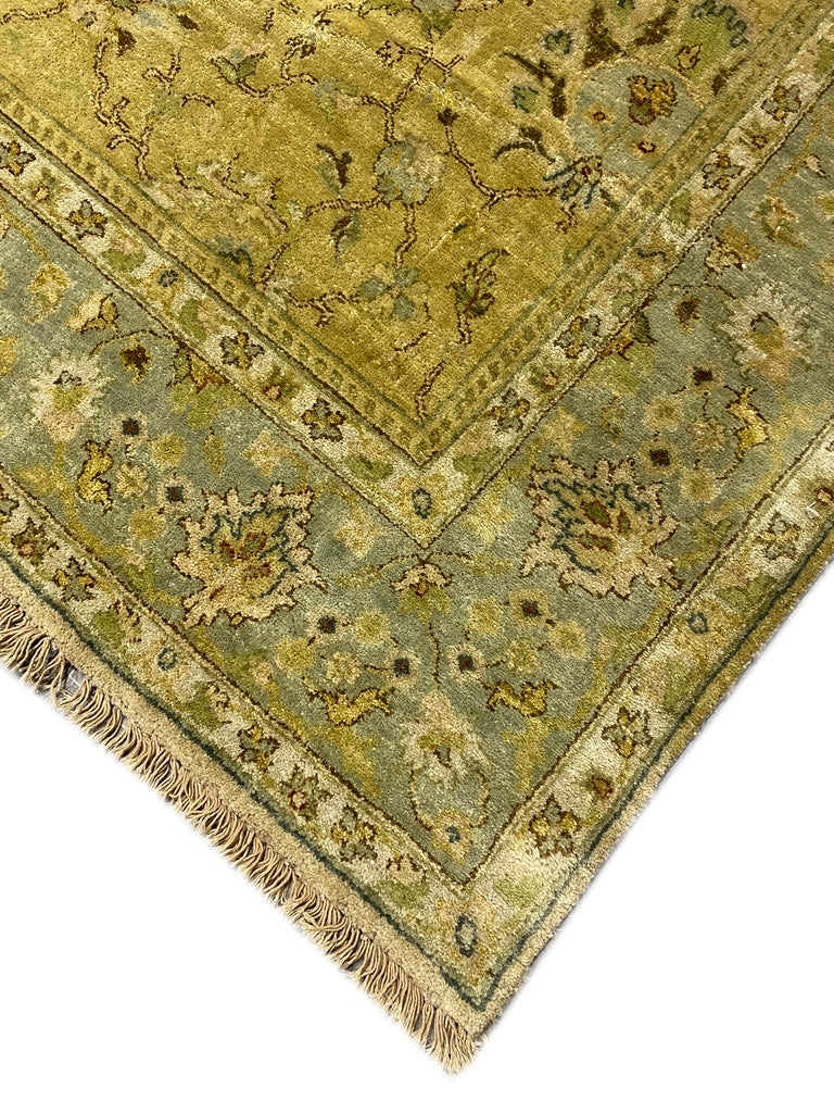 5.4 x 8.3 Quality Handmade Agra rug GREEN #PIX-17991