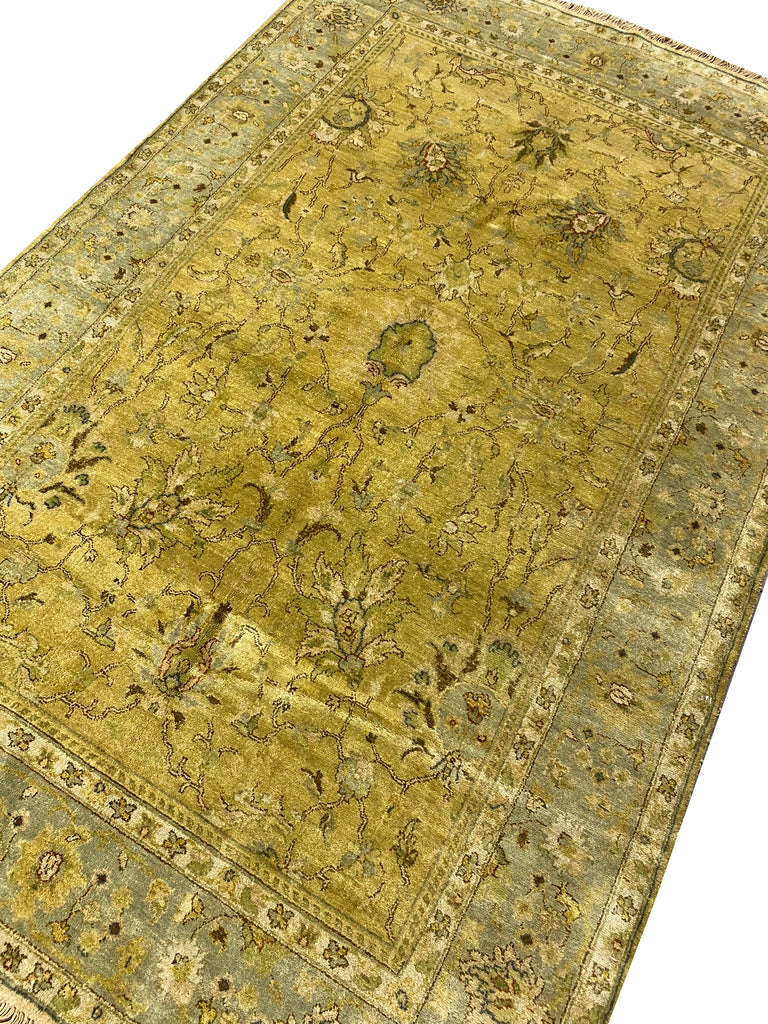 5.4 x 8.3 Quality Handmade Agra rug GREEN #PIX-17991