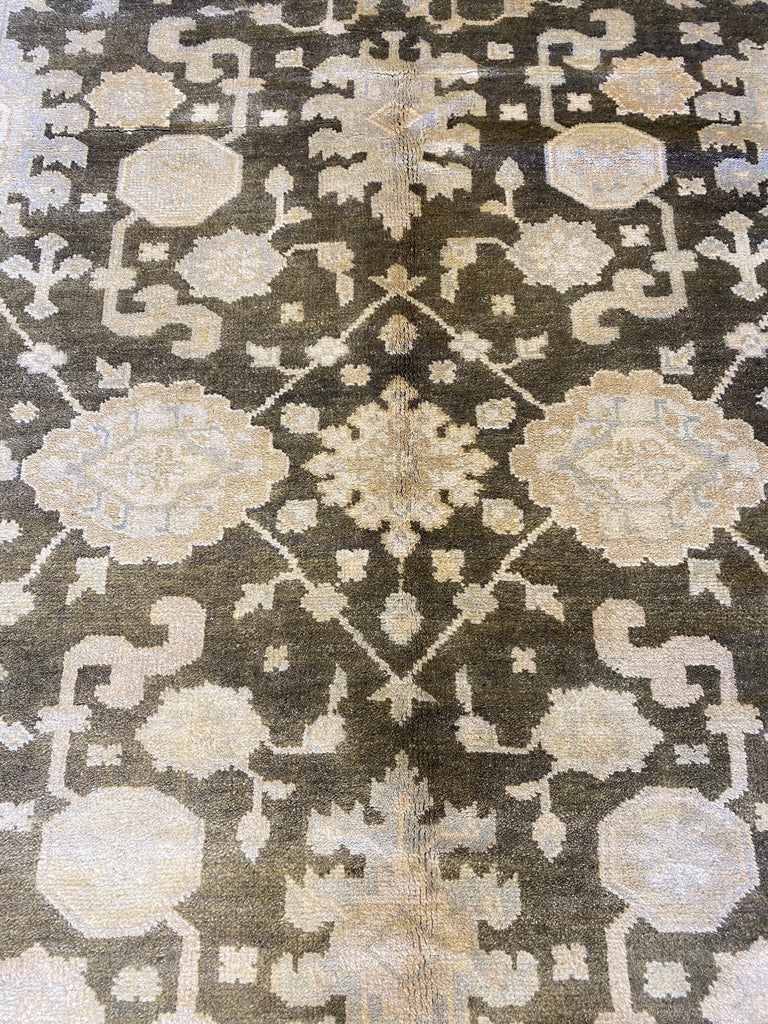 5.10 X 8.6  New Ziglar Chobi Peshawar Rug DARK CHARCOAL GREEN  #PIX-26348