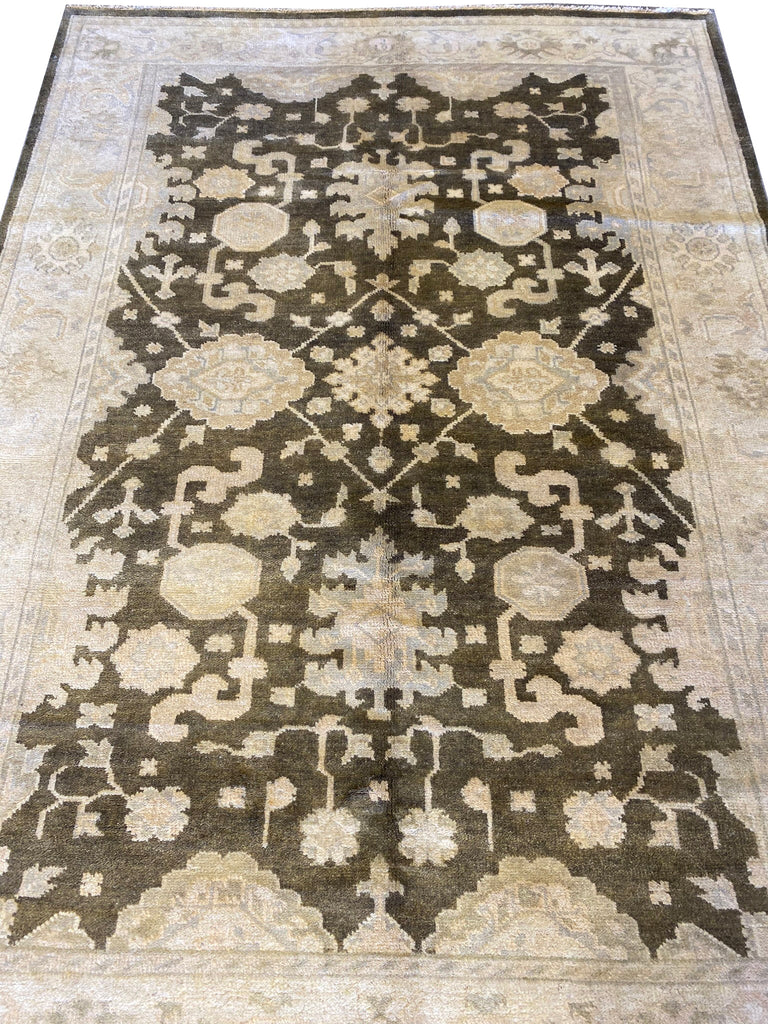 5.10 X 8.6  New Ziglar Chobi Peshawar Rug DARK CHARCOAL GREEN  #PIX-26348