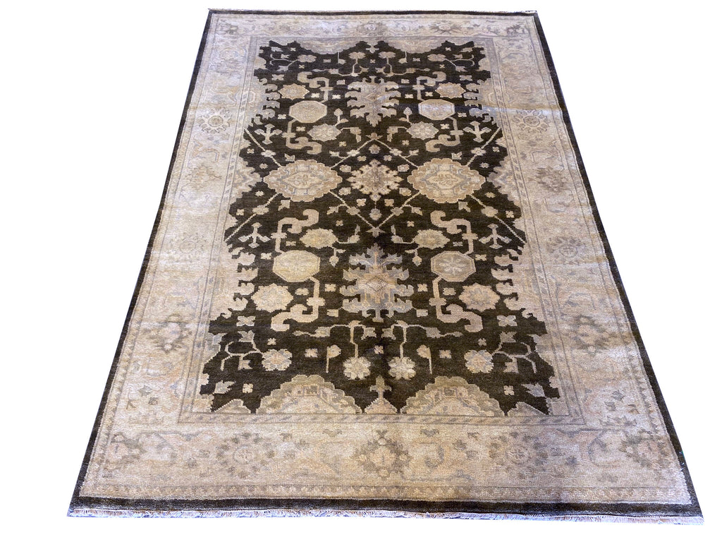 5.10 X 8.6  New Ziglar Chobi Peshawar Rug DARK CHARCOAL GREEN  #PIX-26348