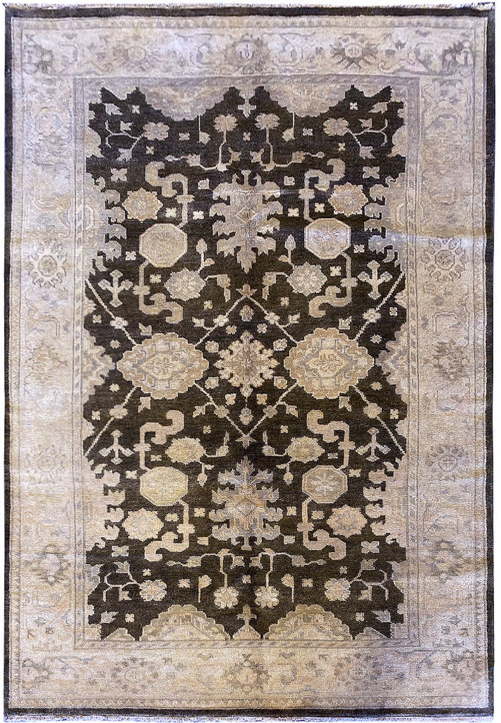 5.10 X 8.6  New Ziglar Chobi Peshawar Rug DARK CHARCOAL GREEN  #PIX-26348