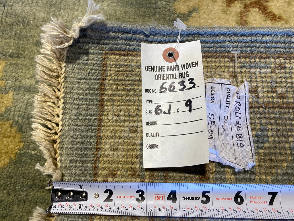 6.1 x 9.0 New Oushak Rug Handmade Soft Wool Light Blue #F-6633