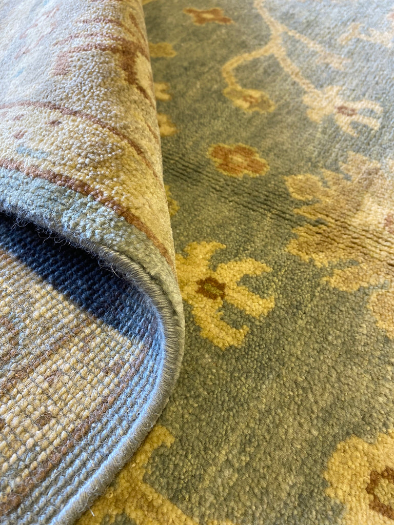 6.1 x 9.0 New Oushak Rug Handmade Soft Wool Light Blue #F-6633