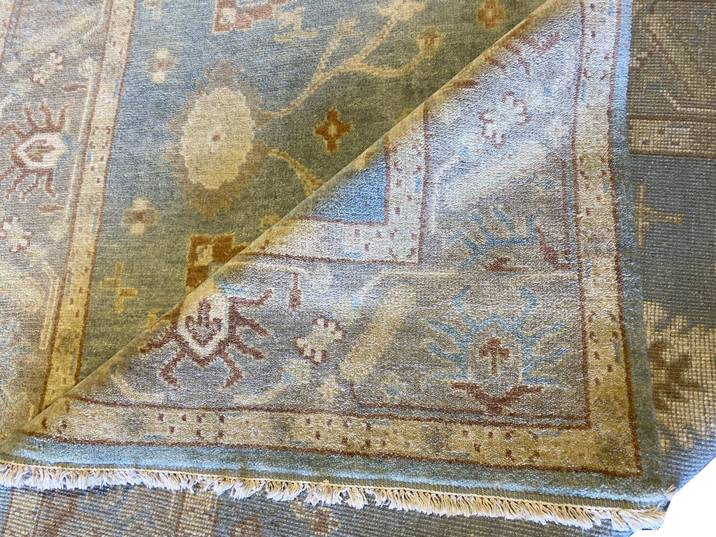 6.1 x 9.0 New Oushak Rug Handmade Soft Wool Light Blue #F-6633