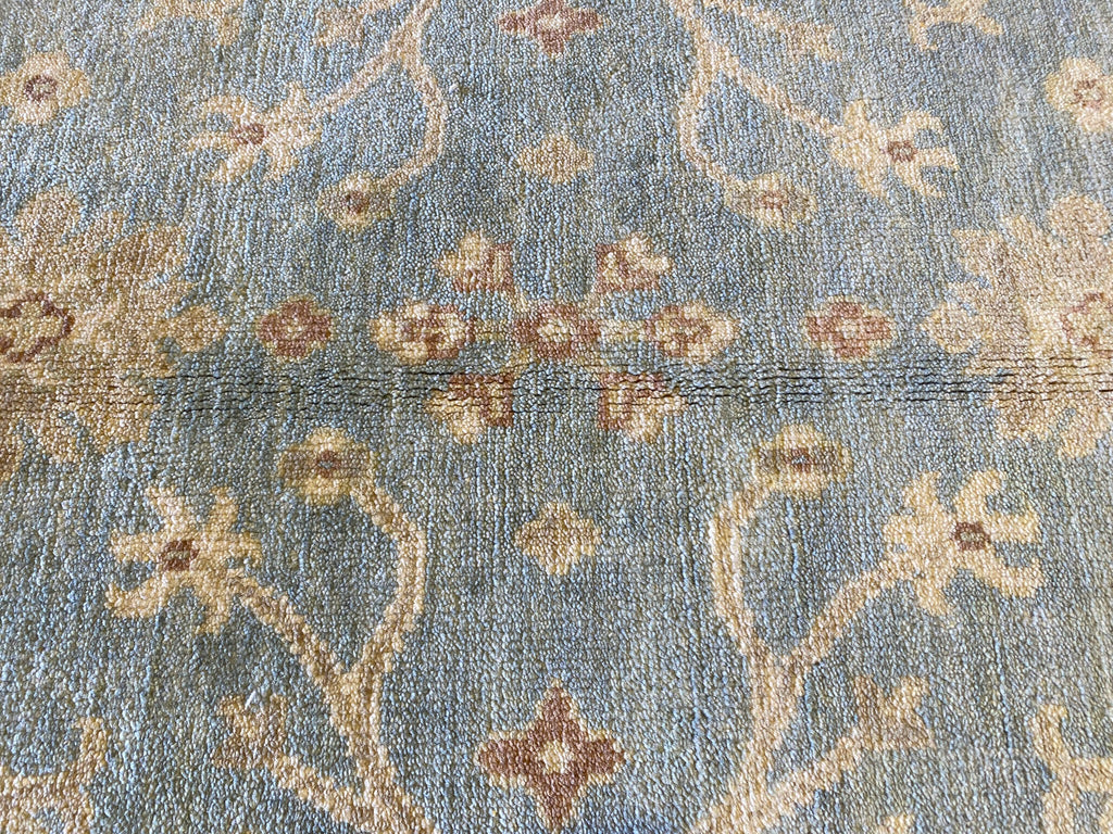 6.1 x 9.0 New Oushak Rug Handmade Soft Wool Light Blue #F-6633