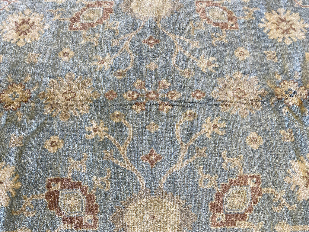 6.1 x 9.0 New Oushak Rug Handmade Soft Wool Light Blue #F-6633