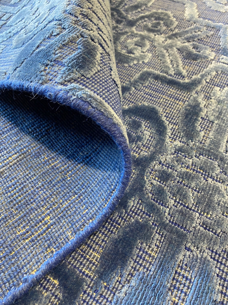 6.1 x 9.0 ROYAL BLUE Contemporary Handmade Rug Bamboo Silk #F-6636