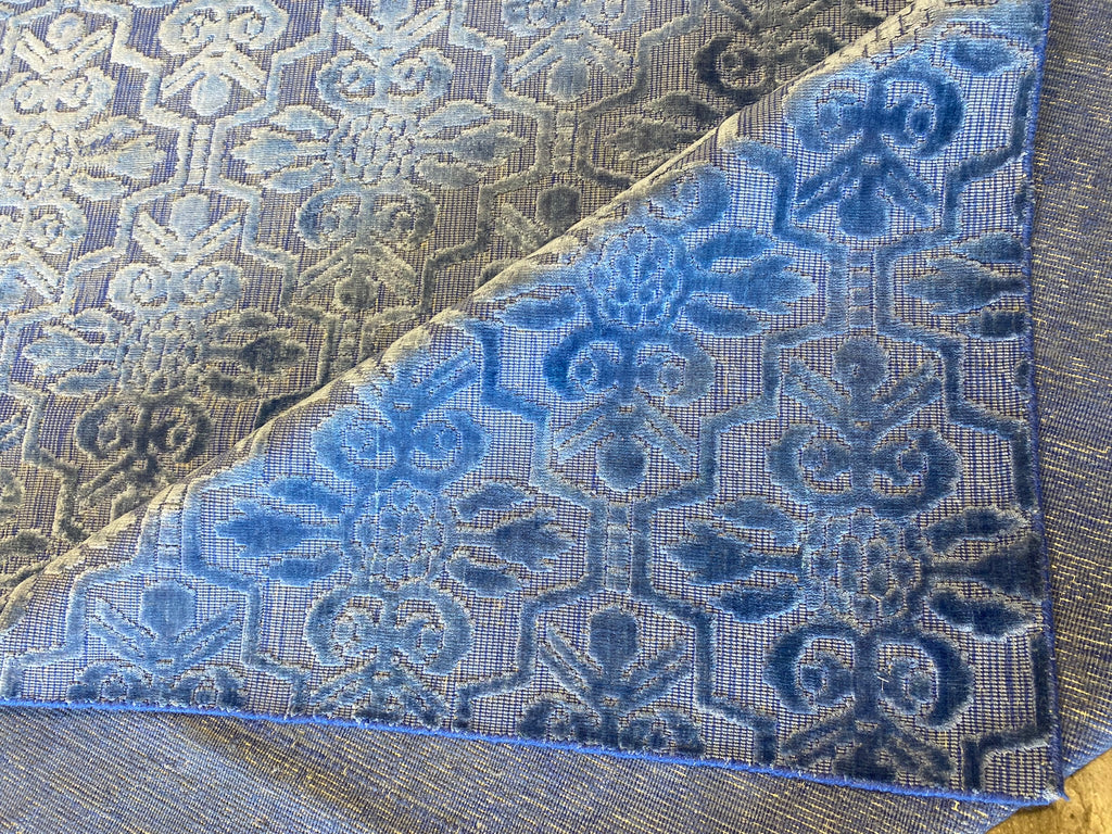 6.1 x 9.0 ROYAL BLUE Contemporary Handmade Rug Bamboo Silk #F-6636