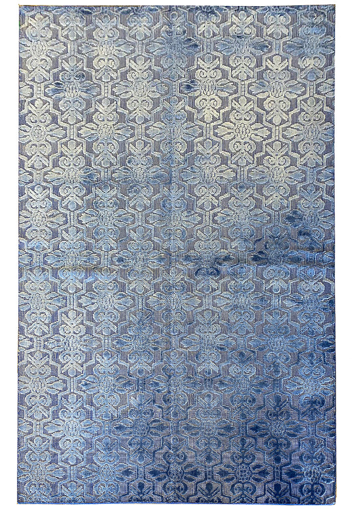 6.1 x 9.0 ROYAL BLUE Contemporary Handmade Rug Bamboo Silk #F-6636