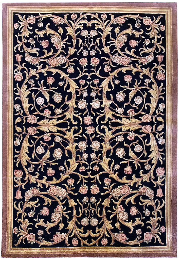 6.6 x 9.10 French Savaneri Handmade Wool Rug #F-6637