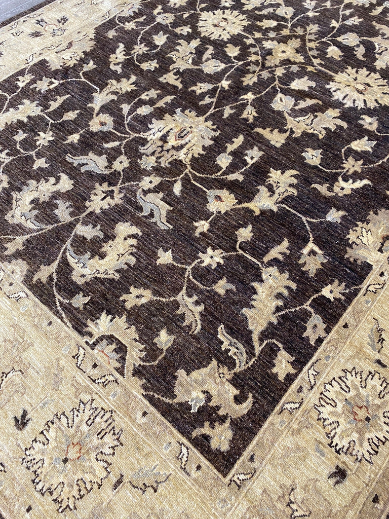 6 x 9 handmade natural Wool Ziglar Rug Chocolate Brown #F-6637B