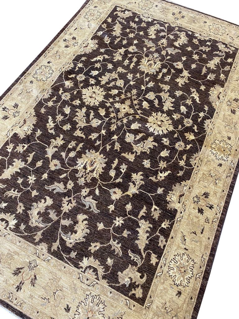 6 x 9 handmade natural Wool Ziglar Rug Chocolate Brown #F-6637B
