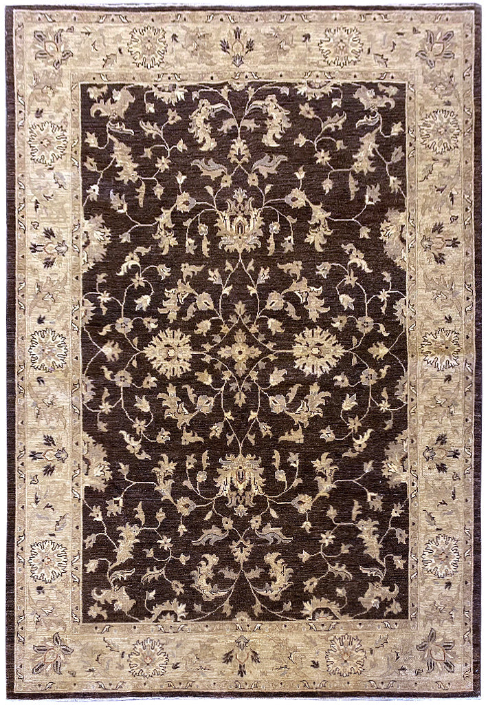 6 x 9 handmade natural Wool Ziglar Rug Chocolate Brown #F-6637B