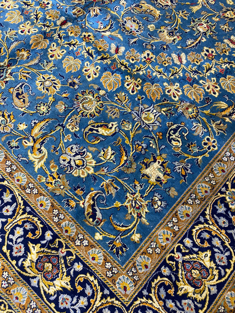 10.0 x 13.6 Quality Genuine Persian Kashan Rug BLUE #PIX-2040