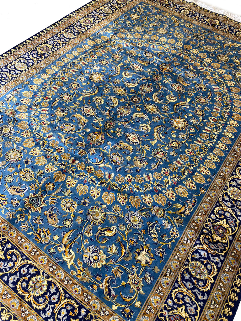 10.0 x 13.6 Quality Genuine Persian Kashan Rug BLUE #PIX-2040