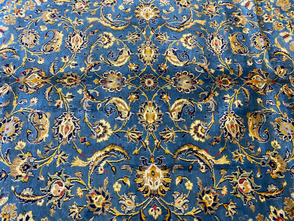 10.0 x 13.6 Quality Genuine Persian Kashan Rug BLUE #PIX-2040
