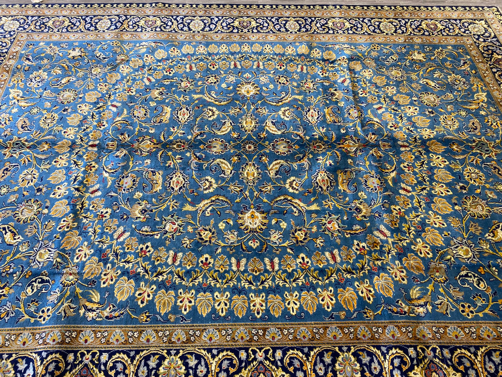10.0 x 13.6 Quality Genuine Persian Kashan Rug BLUE #PIX-2040