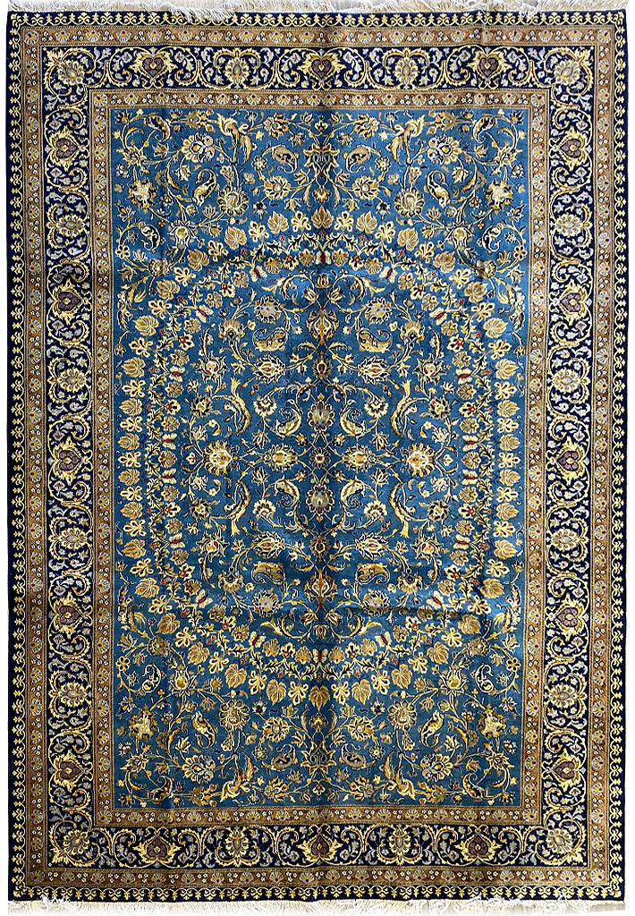 10.0 x 13.6 Quality Genuine Persian Kashan Rug BLUE #PIX-2040