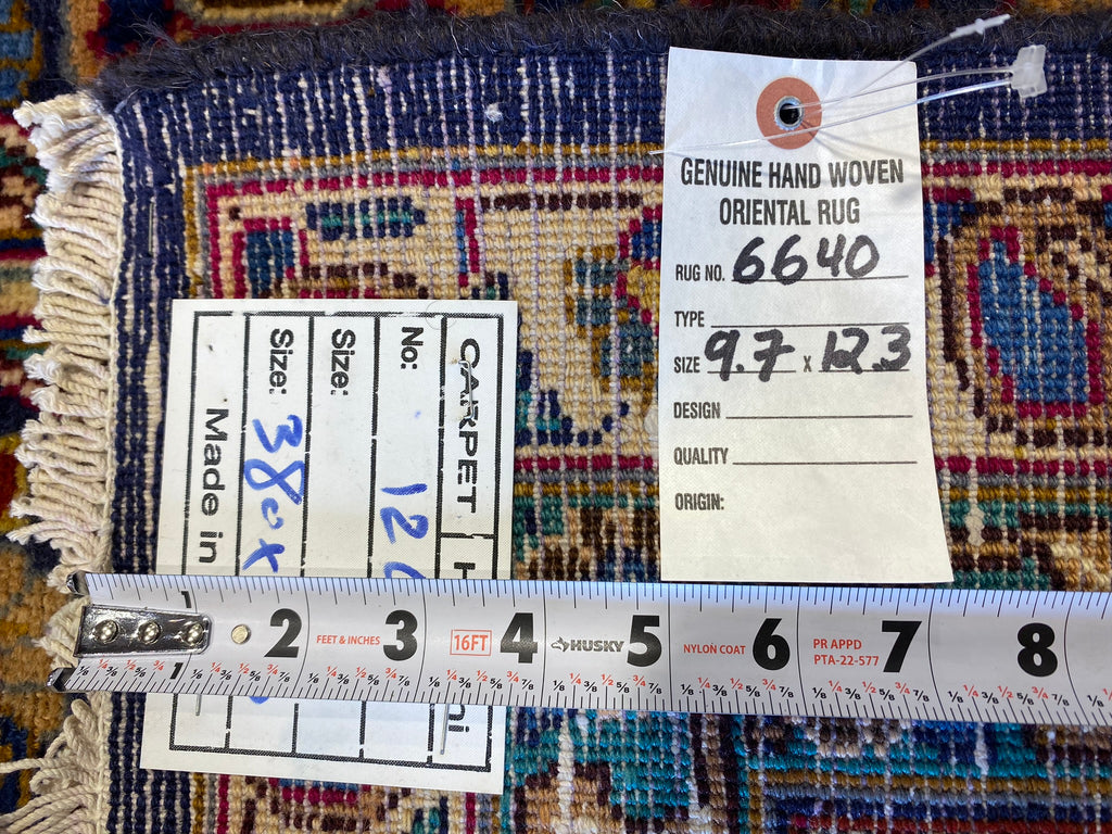 9.7 x 12.3 Semi- Antique Persian Khorasan Rug Paisley Navy Blue #F-6640