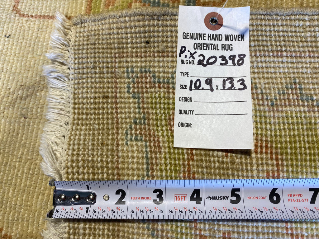 10.9 x 13.3 New Oushak Handmade Rug Natural Soft Wool #PIX-20398