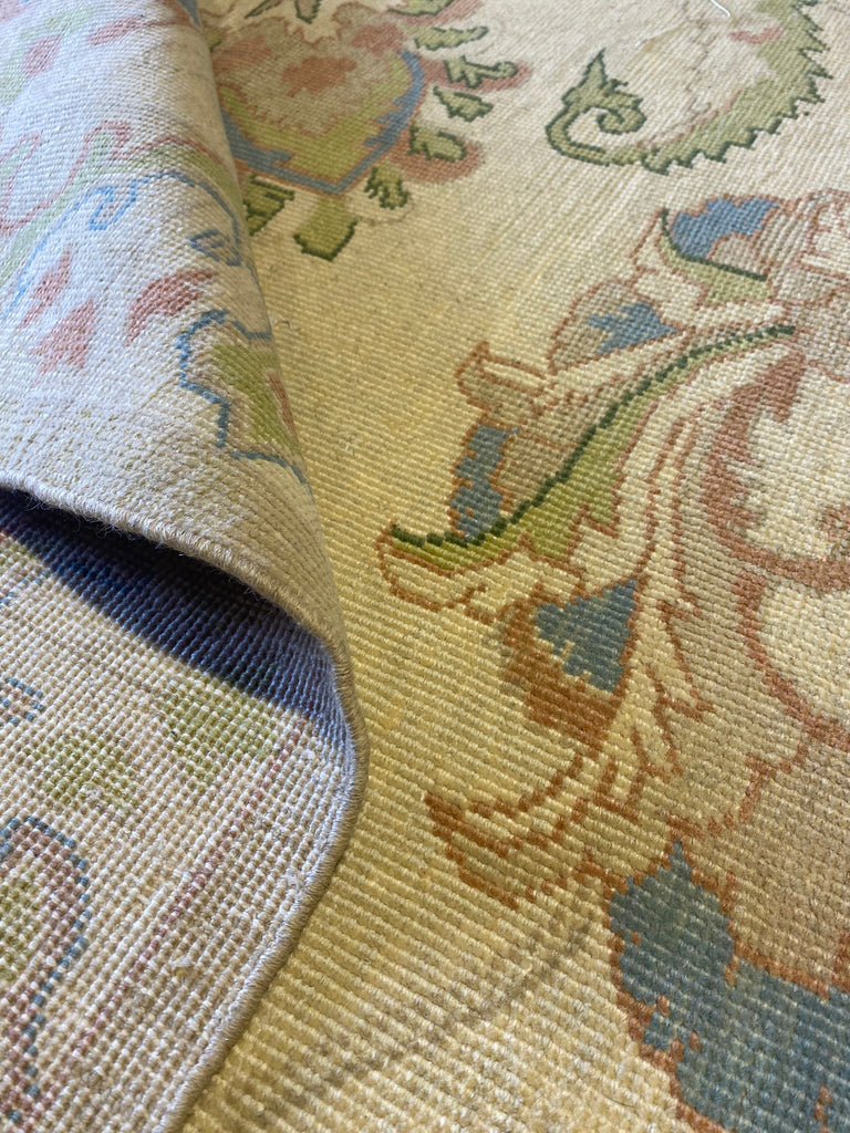 10.9 x 13.3 New Oushak Handmade Rug Natural Soft Wool #PIX-20398