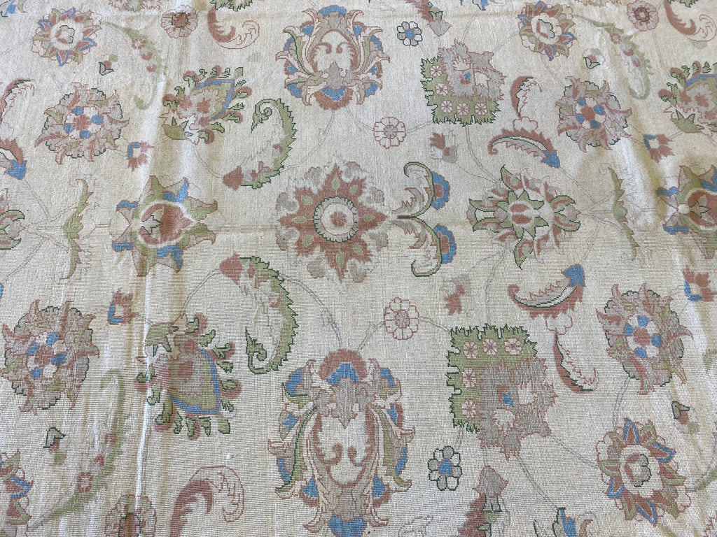 10.9 x 13.3 New Oushak Handmade Rug Natural Soft Wool #PIX-20398