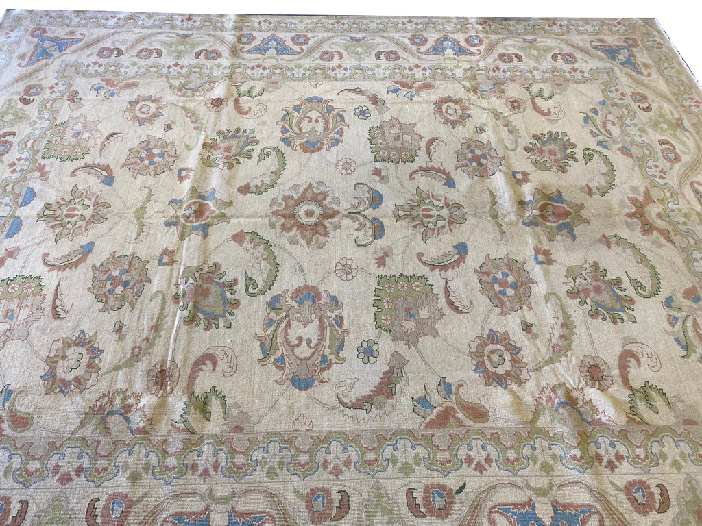 10.9 x 13.3 New Oushak Handmade Rug Natural Soft Wool #PIX-20398